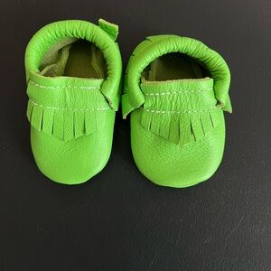 Green Leather Baby Moccasins